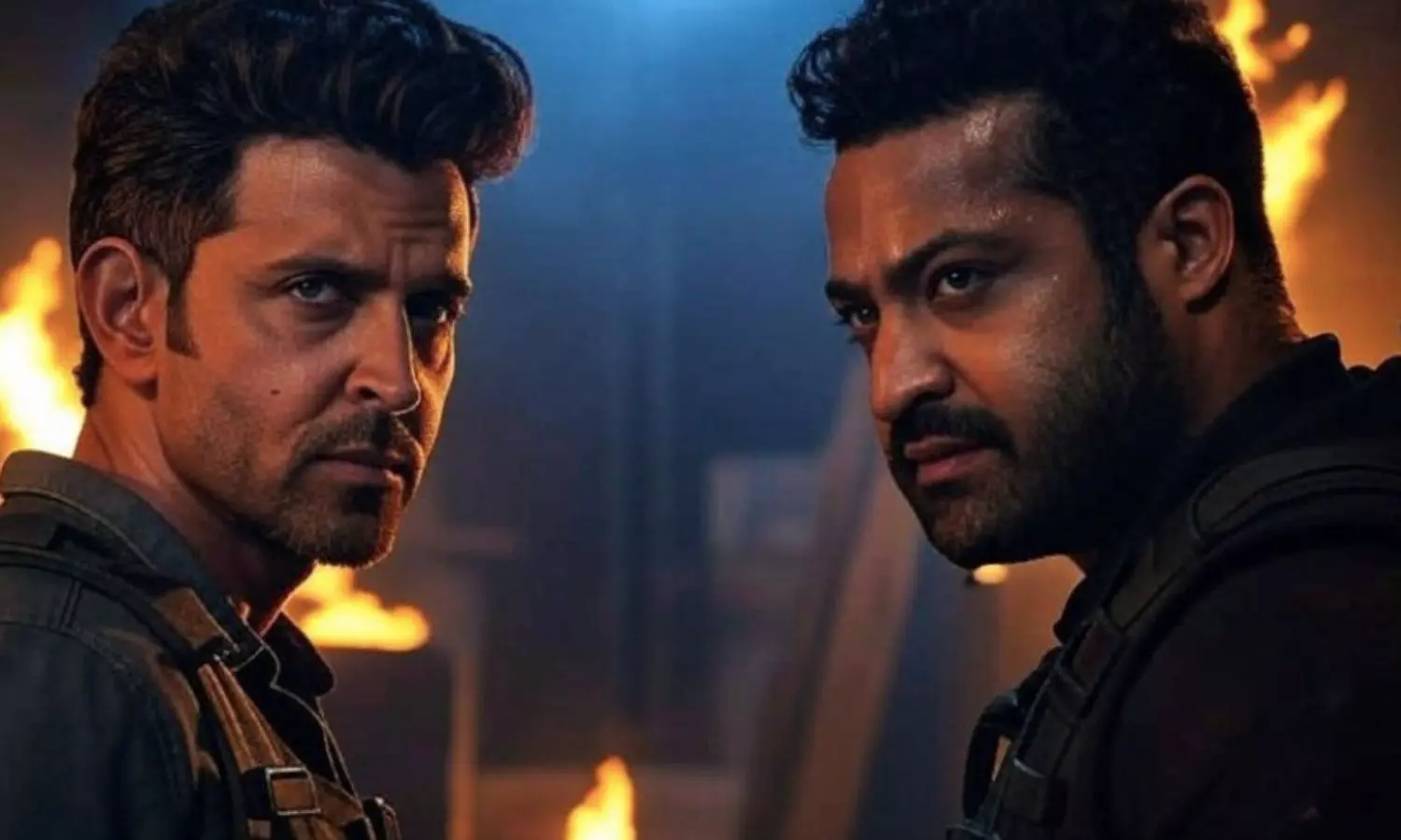 Silhouette of Hrithik Roshan and Jr NTR teasing War 2 mystery